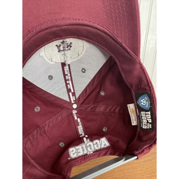 Texas A&M Aggies Logo Hat Cap Gig  'em Maroon Round Patch Top Of The World - Picture 5 of 6